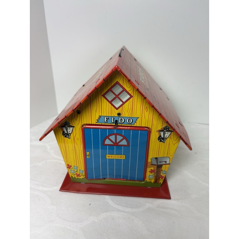 Fido's Musical Dog House Metal Toy Ohio Art Co. w/ Swiss Music Unit Vintage READ - Picture 3 of 16